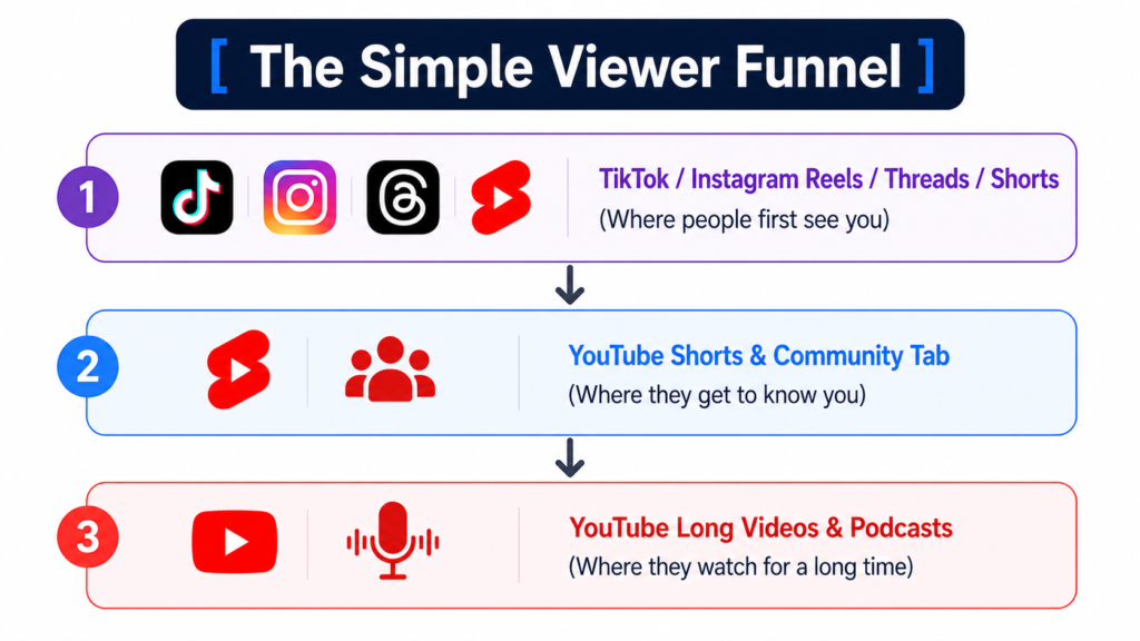 Infographic showing youtube growth social media traffic funnel for 2026